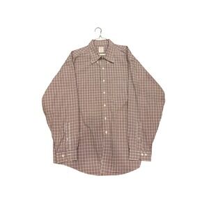 Brooks Brothers Traditional Fit Non-Iron Shirt XXL Burgundy Blue Check Cotton